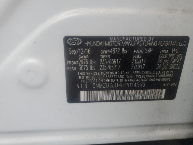 2017 HYUNDAI SANTA FE S 5NMZU3LB4HH014599