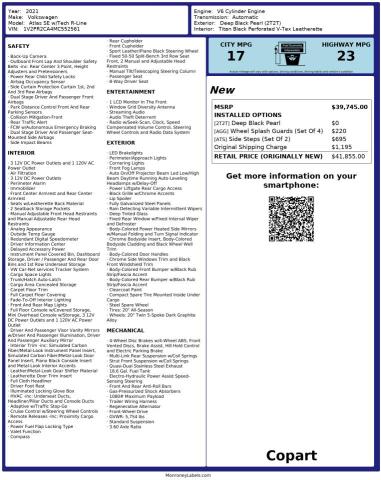 2021 VOLKSWAGEN ATLAS SE 1V2PR2CA4MC552561