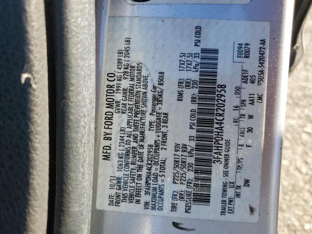 2012 FORD FUSION SE - 3FAHP0HA4CR202958