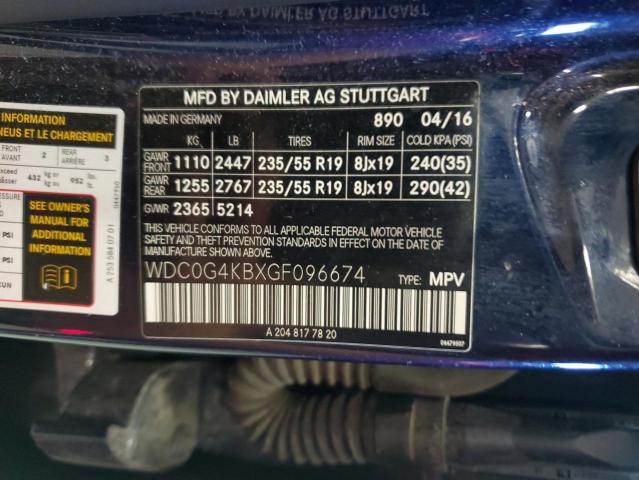 2016 MERCEDES-BENZ GLC 300 4M WDC0G4KBXGF096674
