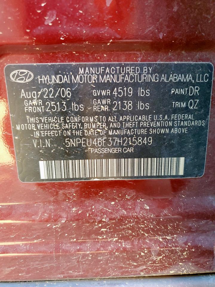Lot #3304820551 2007 HYUNDAI SONATA SE