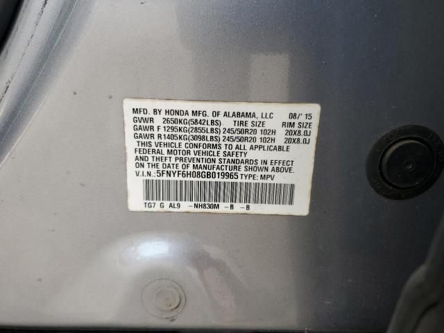 2016 HONDA PILOT ELIT 5FNYF6H08GB019965