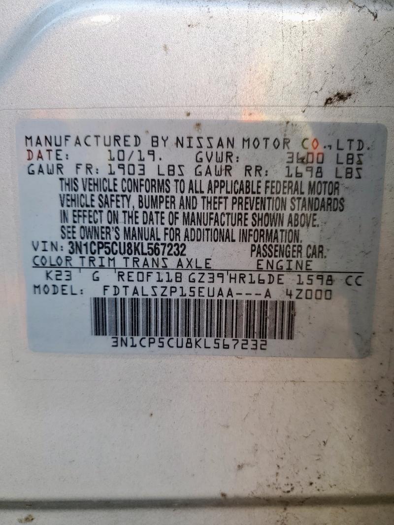 2019 NISSAN KICKS S - 3N1CP5CU8KL567232