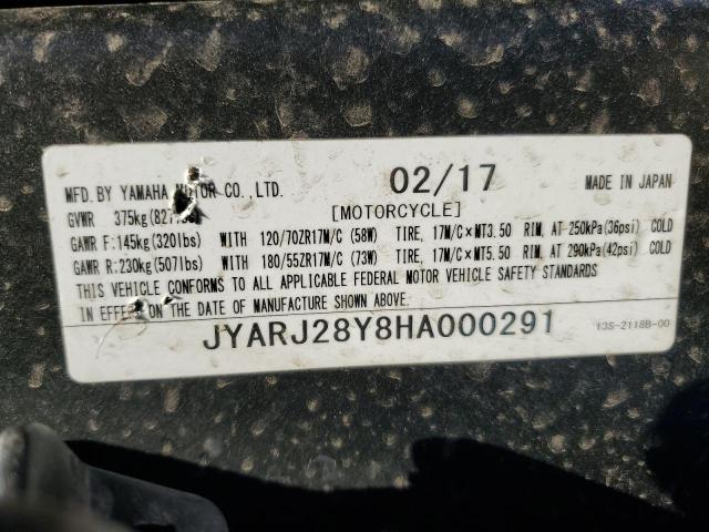 2017 YAMAHA YZFR6 C JYARJ28Y8HA000291