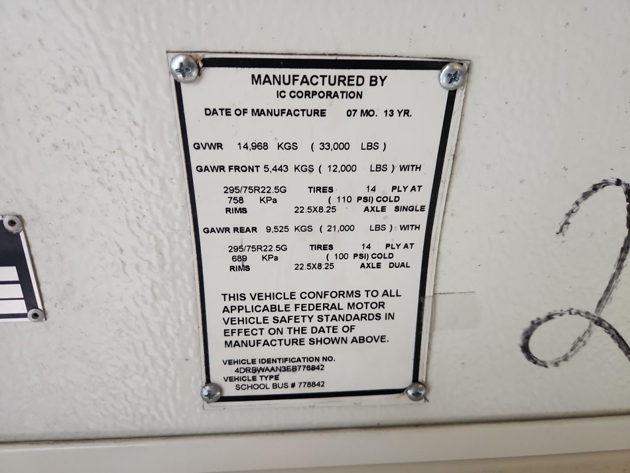 Lot #3268363267 2014 IC CORPORATION RE SERIES SCHOOL