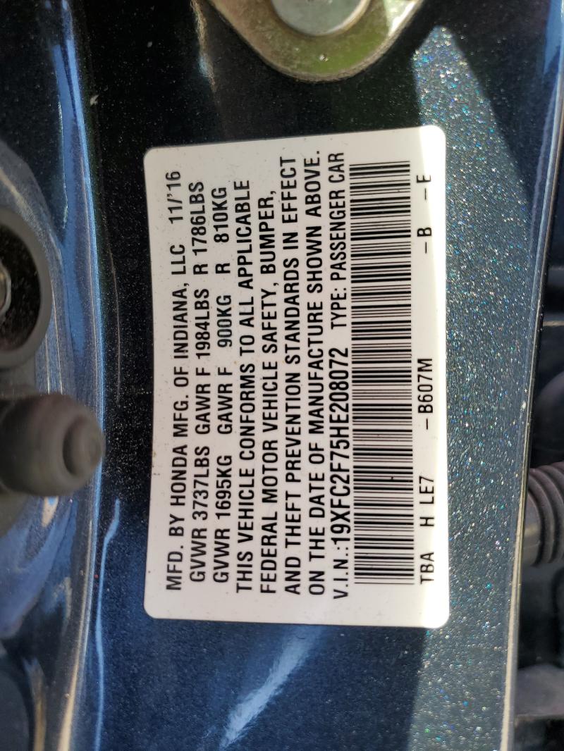 2017 HONDA CIVIC EX - 19XFC2F75HE208072