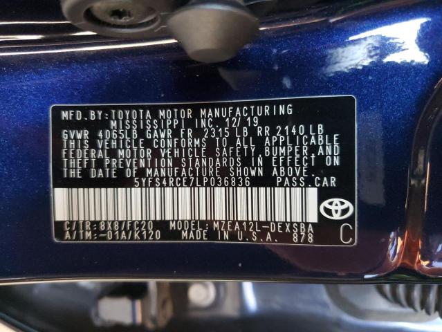 2020 TOYOTA COROLLA SE #3298201028