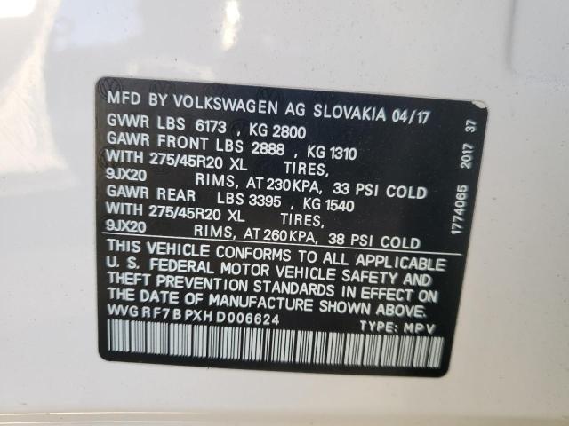 2017 VOLKSWAGEN TOUAREG WO WVGRF7BPXHD006624