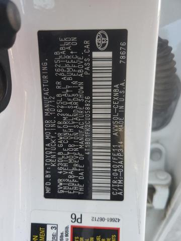 2012 TOYOTA CAMRY HYBR - 4T1BD1FK2CU058826