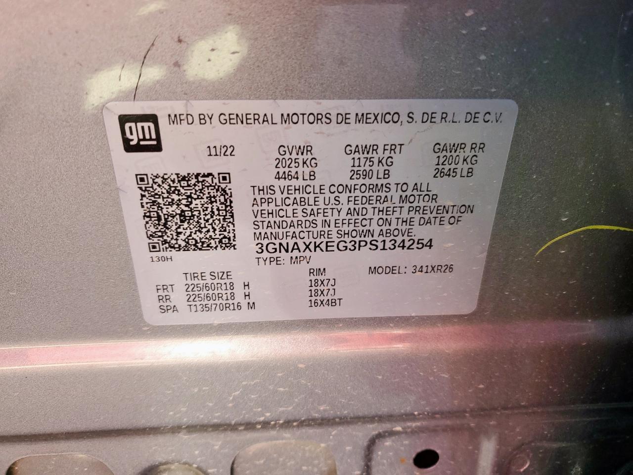 Lot #3304614437 2023 CHEVROLET EQUINOX LT