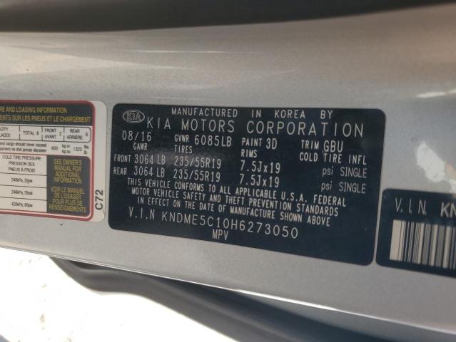 2017 KIA SEDONA SXL KNDME5C10H6273050