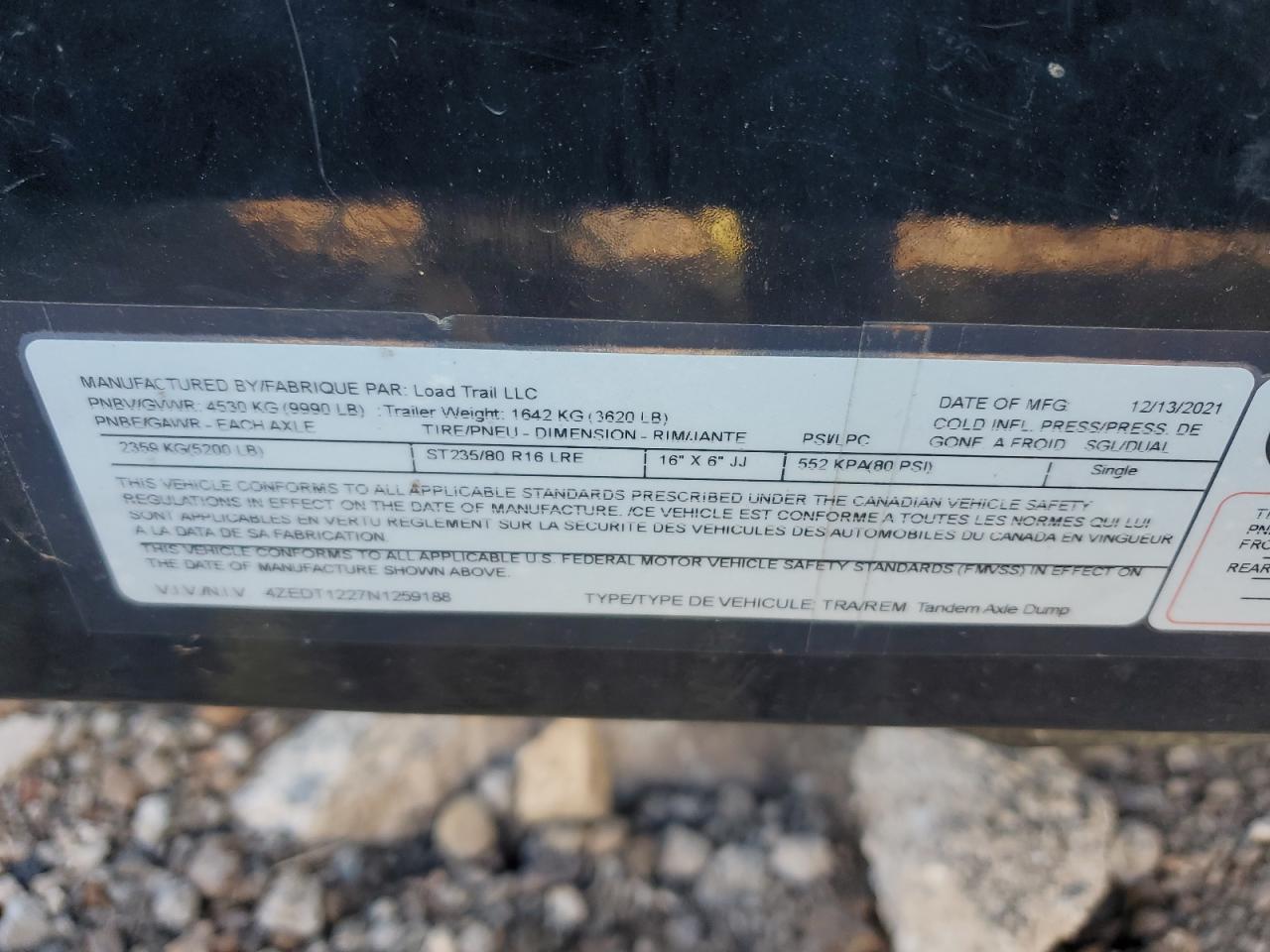 Lot #3297946811 2022 LOAD TRAIL UNKNOWN