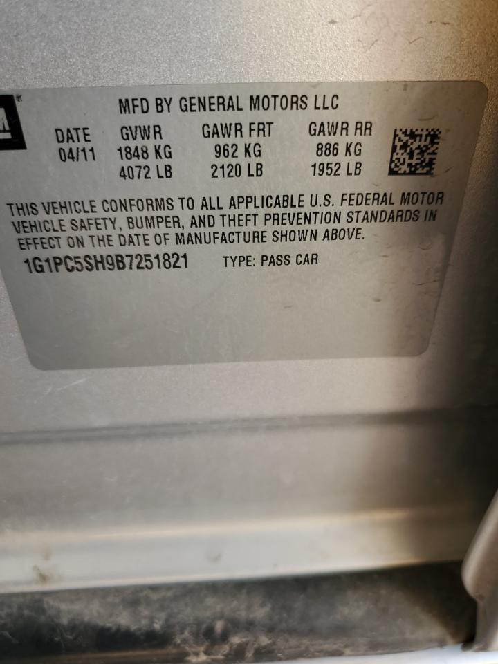 Lot #3309634061 2011 CHEVROLET CRUZE LS