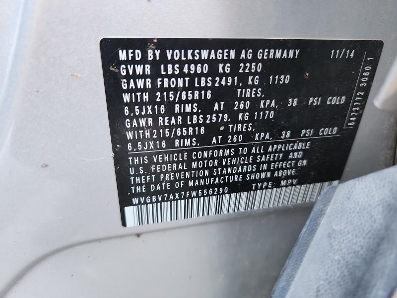 2015 VOLKSWAGEN TIGUAN S #3291507937