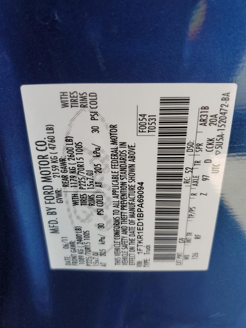 2011 FORD RANGER SUP - 1FTKR1ED1BPA69094