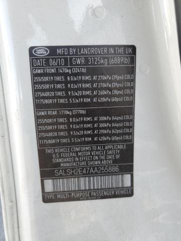 2010 LAND ROVER RANGE ROVER SPORT SC - SALSH2E47AA255886