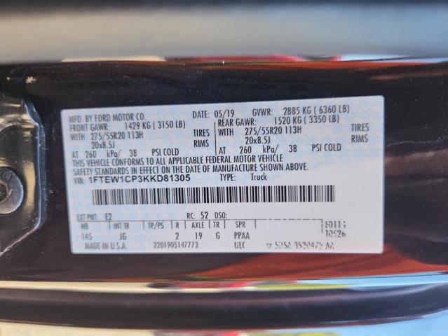 2019 FORD F150 SUPER 1FTEW1CP3KKD81305