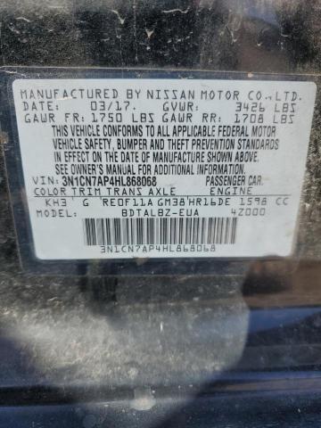2017 NISSAN VERSA S 3N1CN7AP4HL868068
