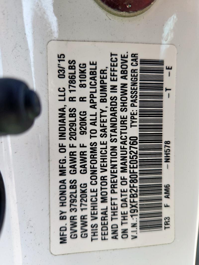 2015 HONDA CIVIC EX 19XFB2F80FE052760