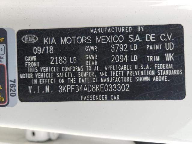 2019 KIA FORTE GT L 3KPF34AD8KE033302