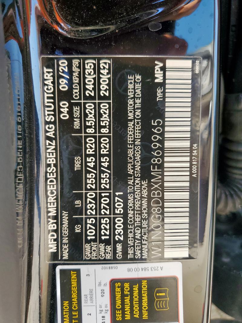 2021 MERCEDES-BENZ GLC 300 W1N0G8DBXMF869965