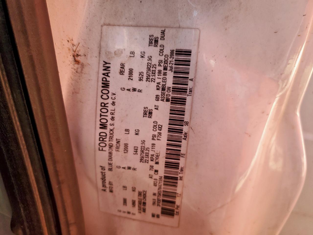 Lot #3292291270 2007 FORD F750 SUPER