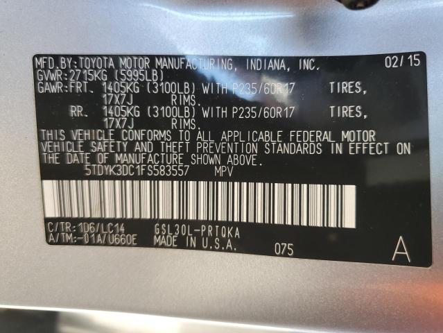 2015 TOYOTA SIENNA XLE - 5TDYK3DC1FS583557