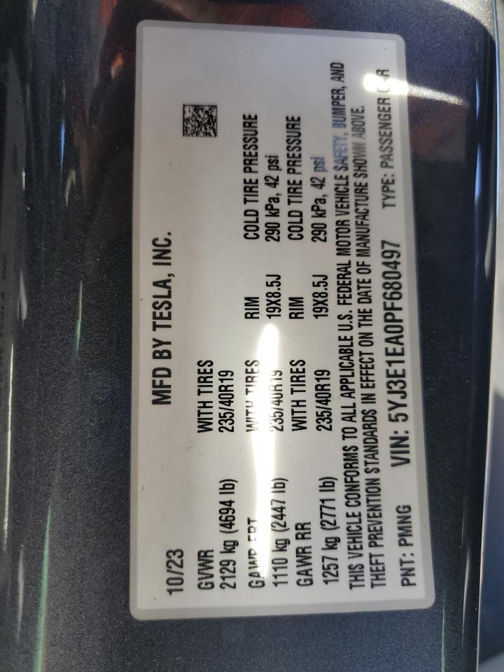 Lot #3317684172 2023 TESLA MODEL 3
