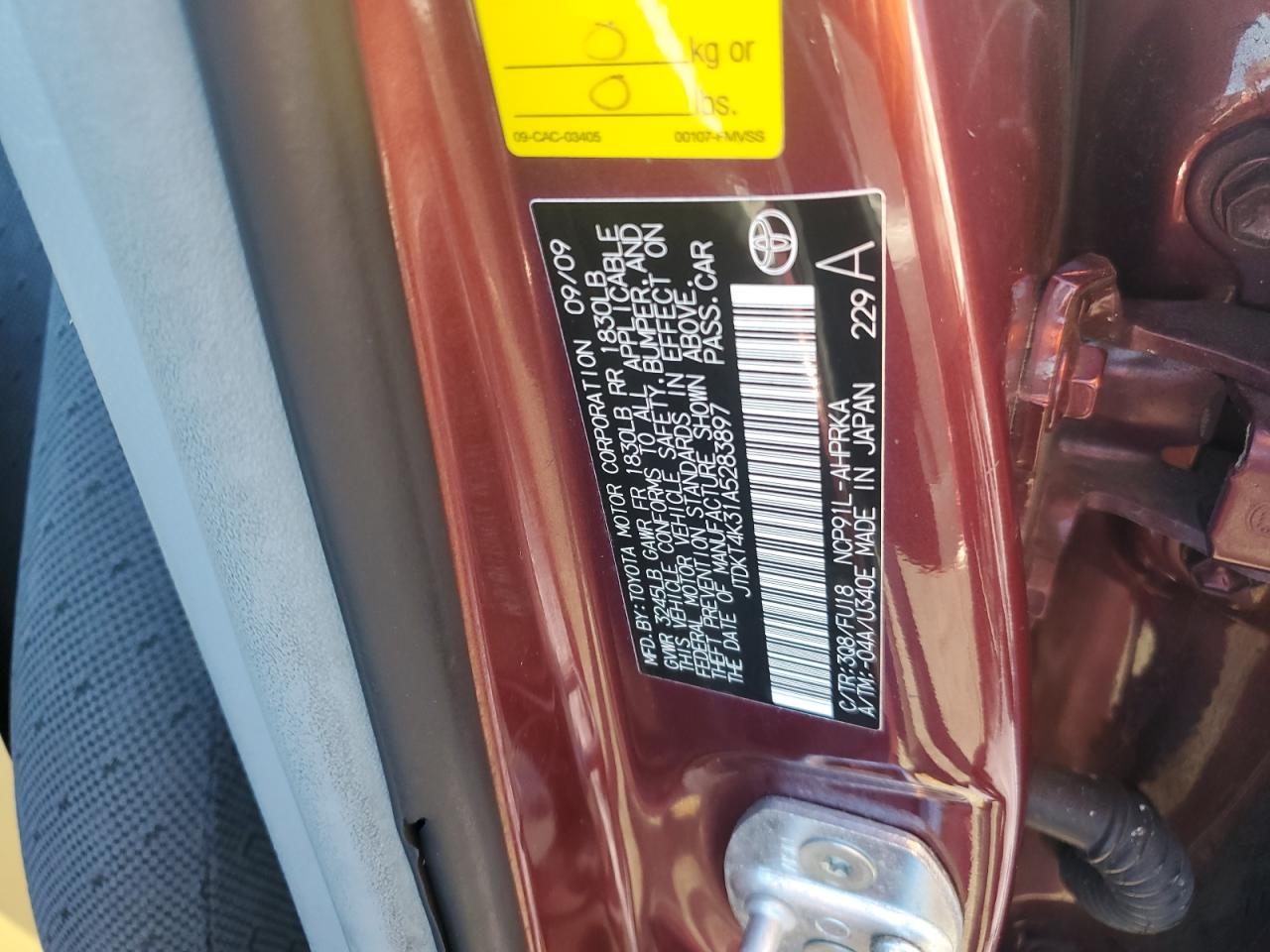 Lot #3310625827 2010 TOYOTA YARIS