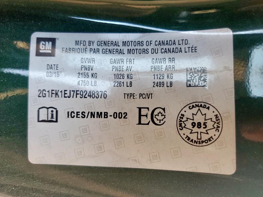 2015 CHEVROLET CAMARO 2SS 2G1FK1EJ7F9248376