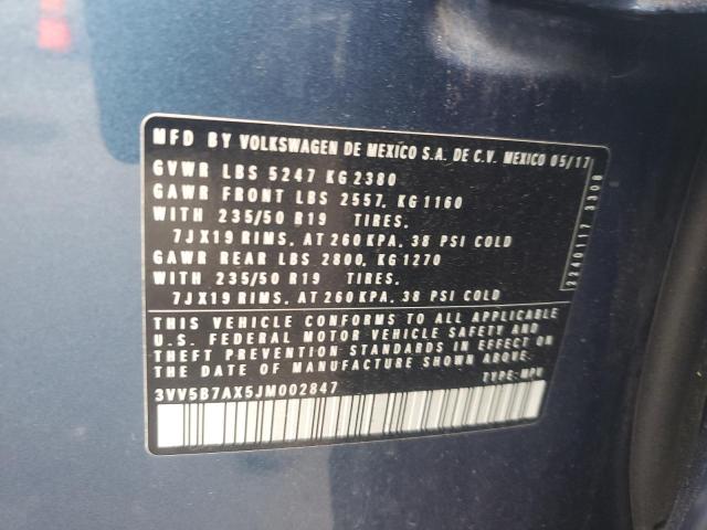 2018 VOLKSWAGEN TIGUAN SEL - 3VV5B7AX5JM002847