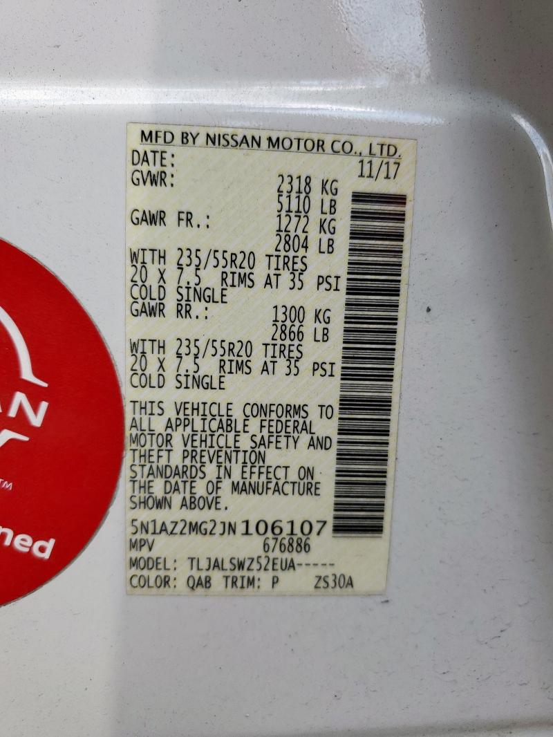 2018 NISSAN MURANO S - 5N1AZ2MG2JN106107