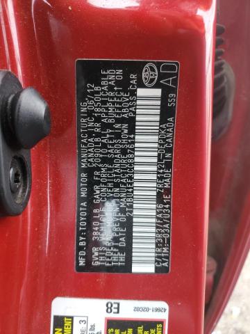 2012 TOYOTA COROLLA BA - 2T1BU4EE3CC887614