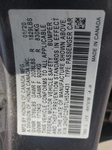 2020 HONDA CIVIC LX #3269246092