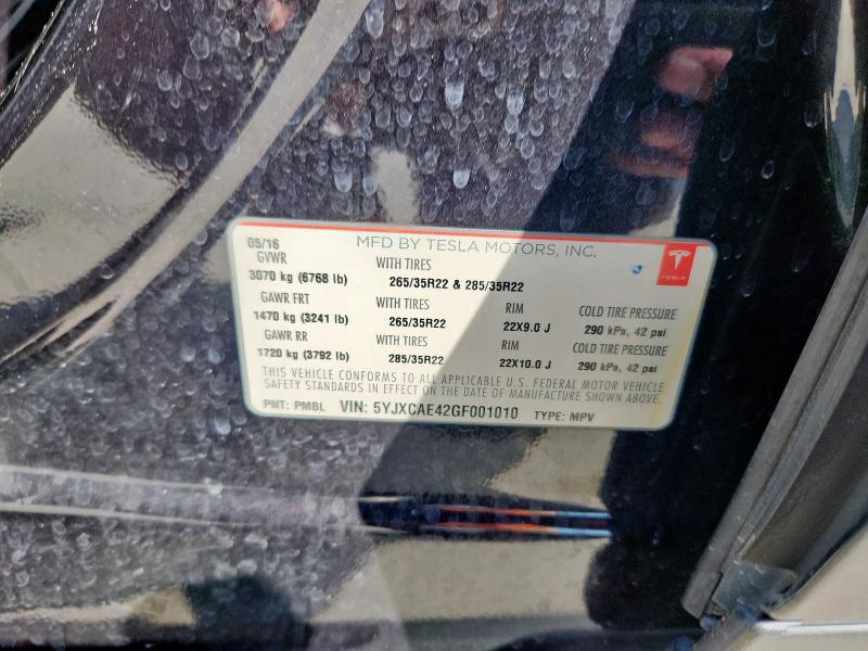 2016 TESLA MODEL X - 5YJXCAE42GF001010