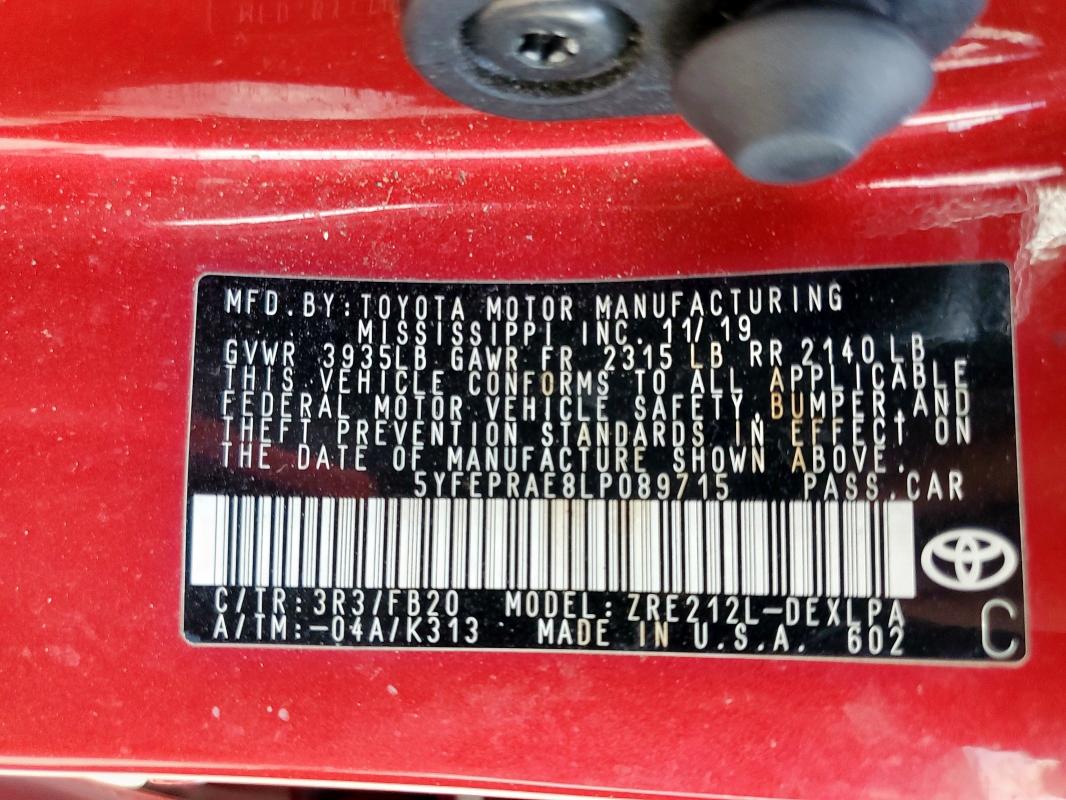 2020 TOYOTA COROLLA LE - 5YFEPRAE8LP089715