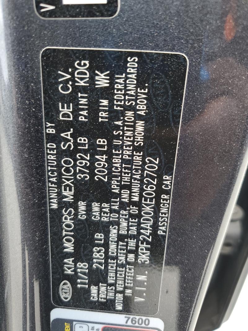 2019 KIA FORTE FE 3KPF24AD0KE062702