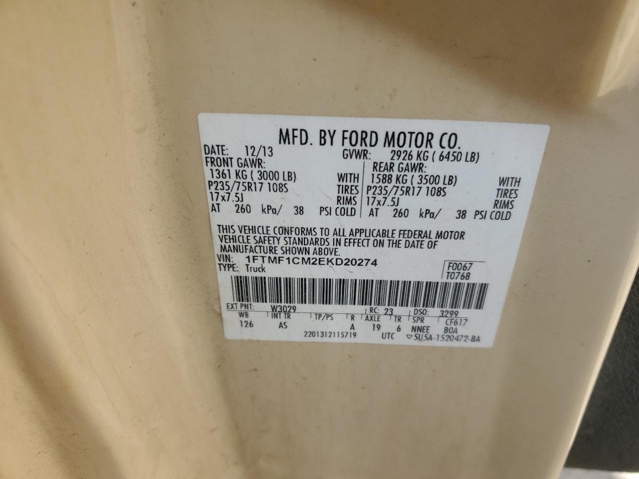 Lot #3304543439 2014 FORD F150