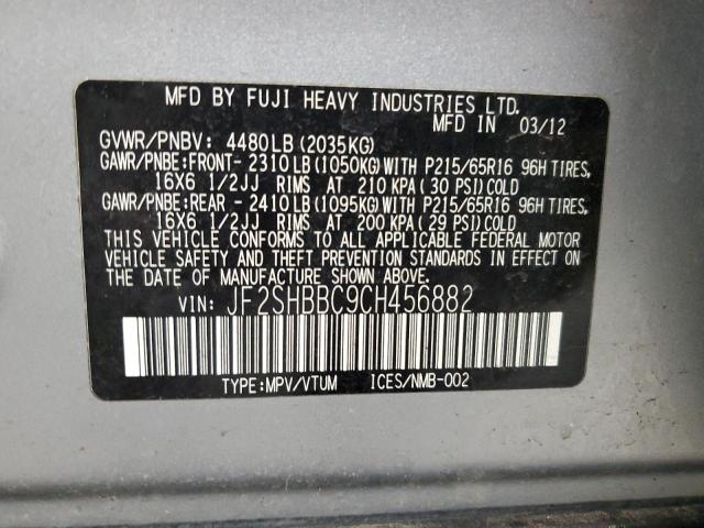 2012 SUBARU FORESTER 2.5X - JF2SHBBC9CH456882