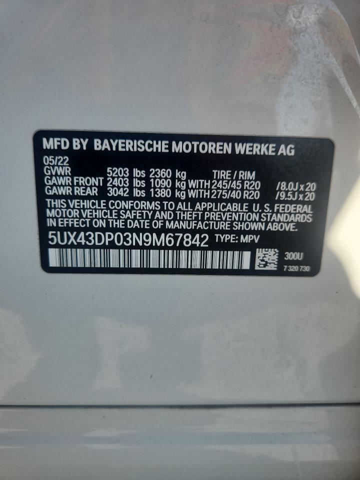 Lot #3311667235 2022 BMW X3 SDRIVE3