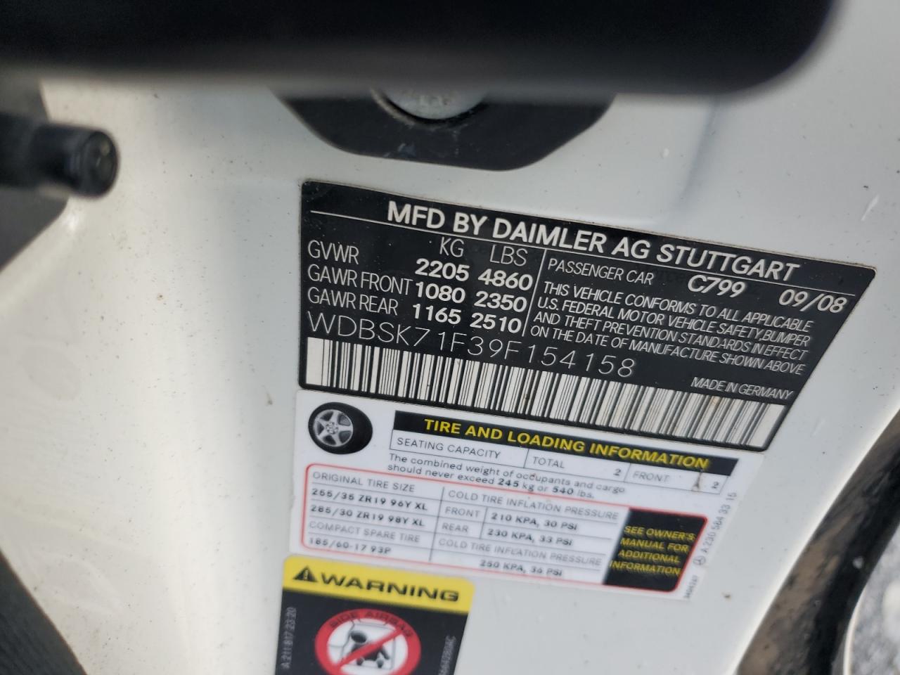 Lot #3282424262 2009 MERCEDES-BENZ SL 550