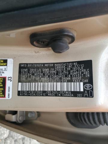 2012 TOYOTA COROLLA BA - 2T1BU4EE6CC767919