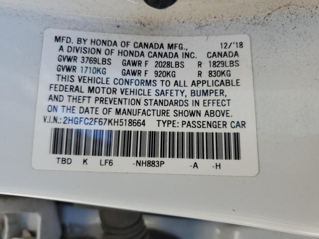 2019 HONDA CIVIC LX - 2HGFC2F67KH518664