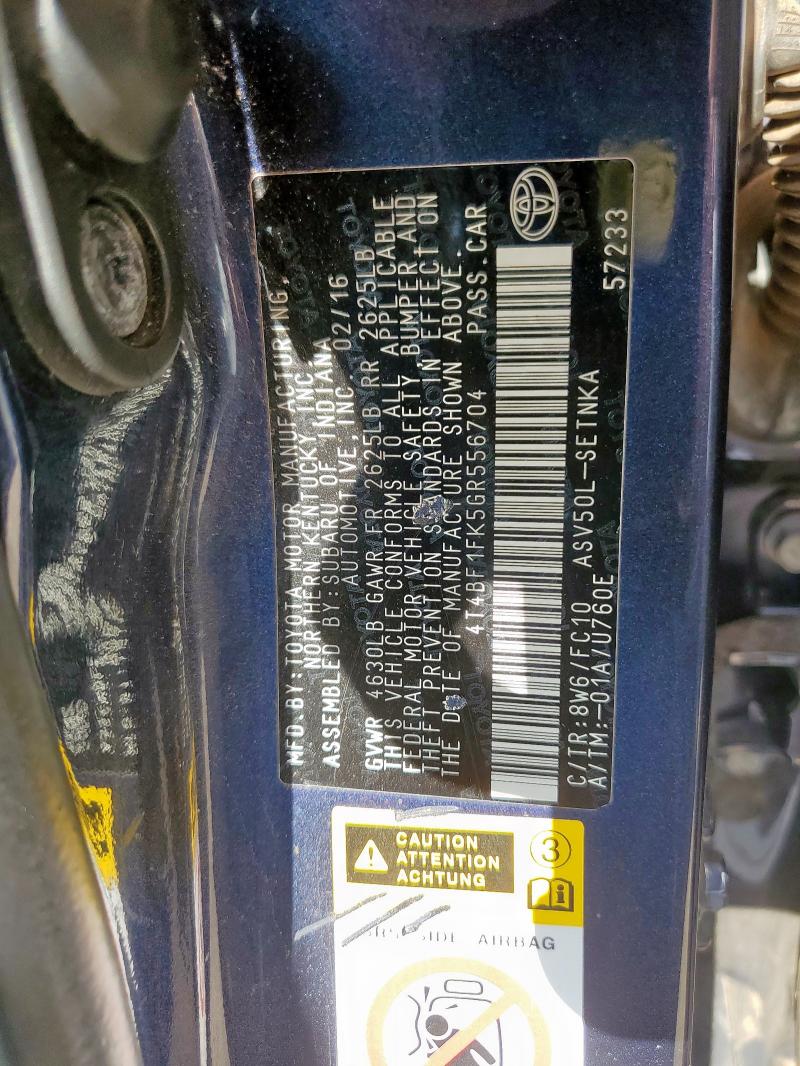 2016 TOYOTA CAMRY LE 4T4BF1FK5GR556704