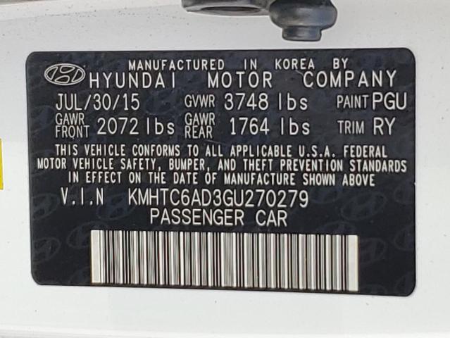 2016 HYUNDAI VELOSTER KMHTC6AD3GU270279