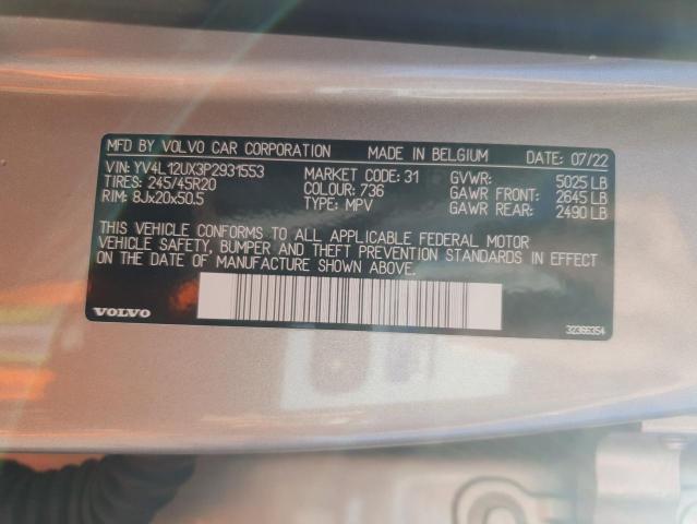 2023 VOLVO XC40 ULTIM YV4L12UX3P2931553