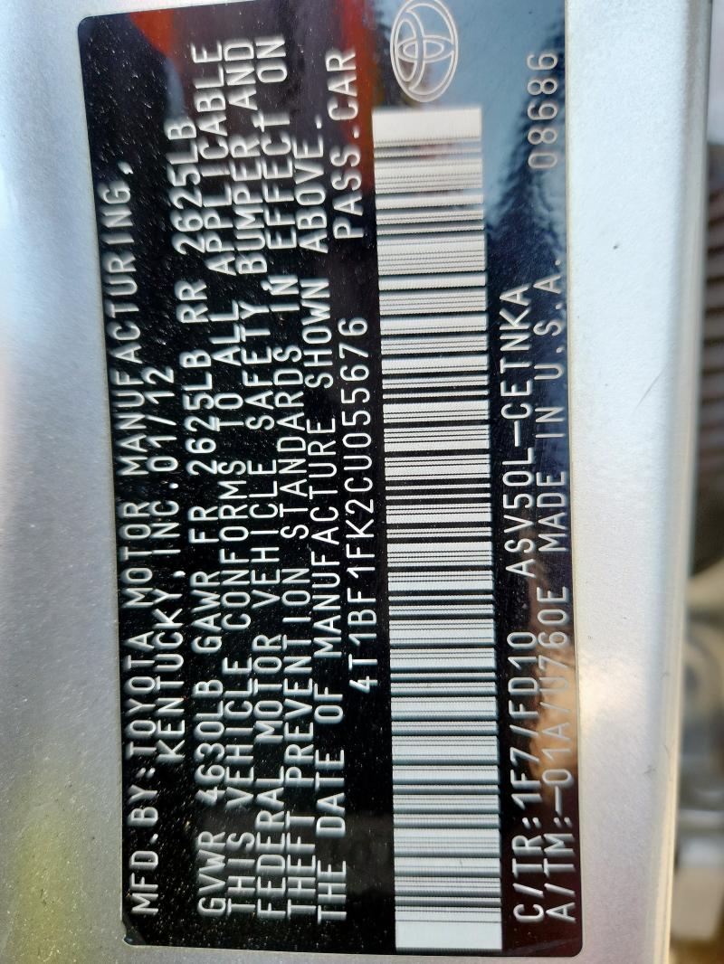 2012 TOYOTA CAMRY BASE - 4T1BF1FK2CU055676