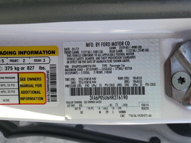 2017 FORD FUSION TITANIUM PHEV 3FA6P0SU6HR276190