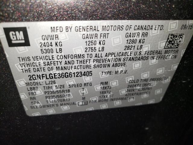 2016 CHEVROLET EQUINOX LT 2GNFLGE36G6123405