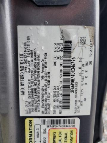 2013 FORD FUSION SE - 3FA6P0H74DR346796